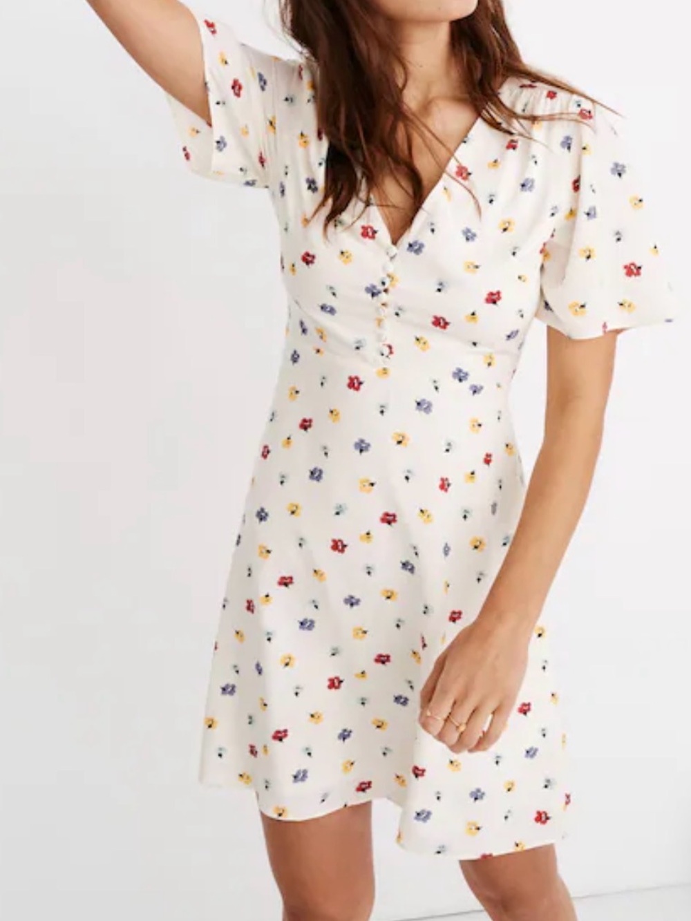 Orchard Flutter-Sleeve Dress in Confetti Floral